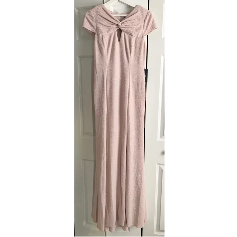 Adrianna Papell Blush Metallic Knit Formal Dress - Picture 4 of 10